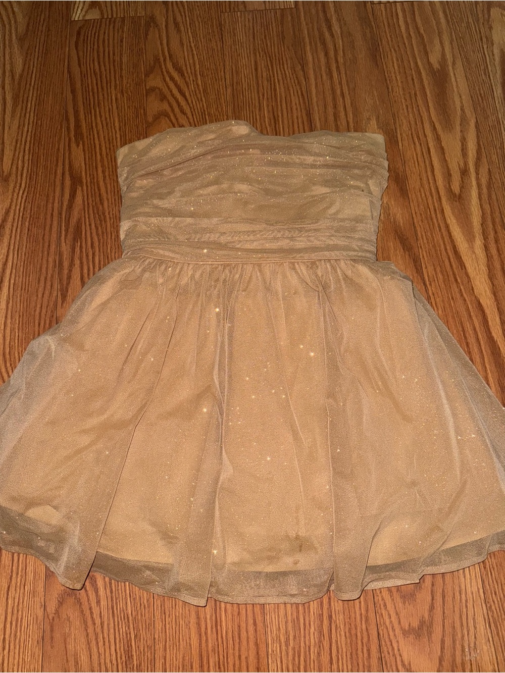 Strapless Sparkle Mini Dress in Gold